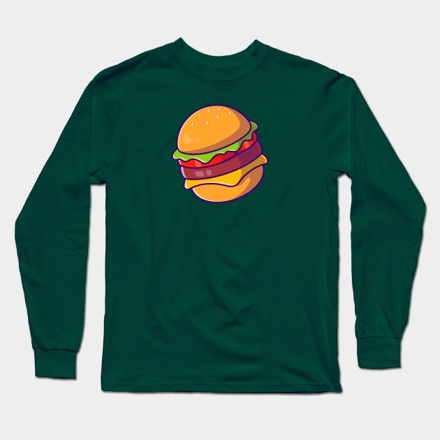 Cheese Burger Cartoon Long Sleeve T-Shirt by Catalyst Labs